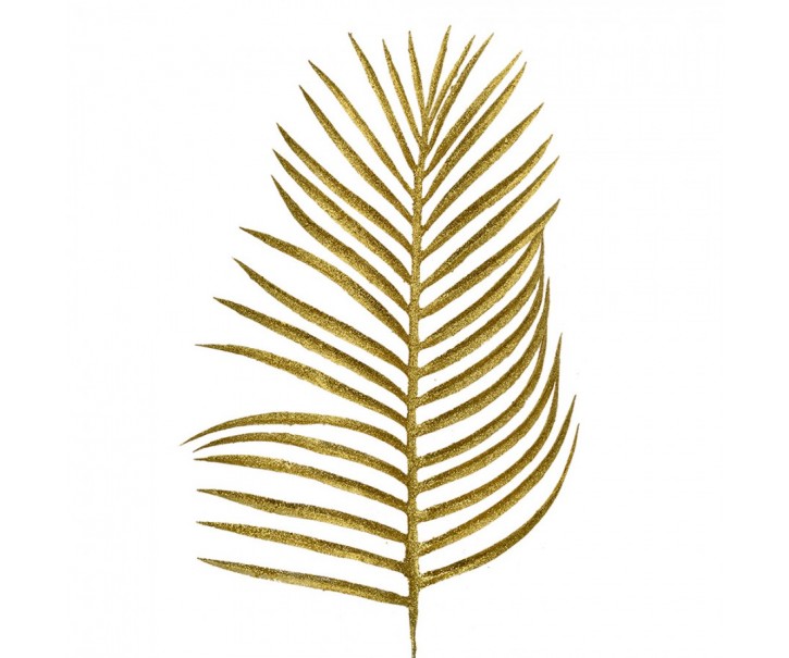 Vánoční zlatá umělá třpytivá dekorace palmový list - 21*2*51 cm Clayre & Eef