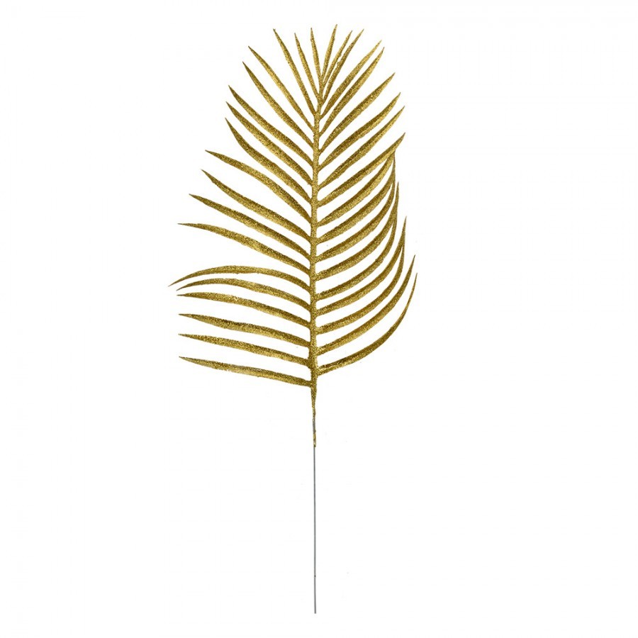 Vánoční zlatá umělá třpytivá dekorace palmový list - 21*2*51 cm Clayre & Eef Vánoční zlatá umělá třpytivá dekorace palmový list - 21*2*51 cm Clayre & Eef