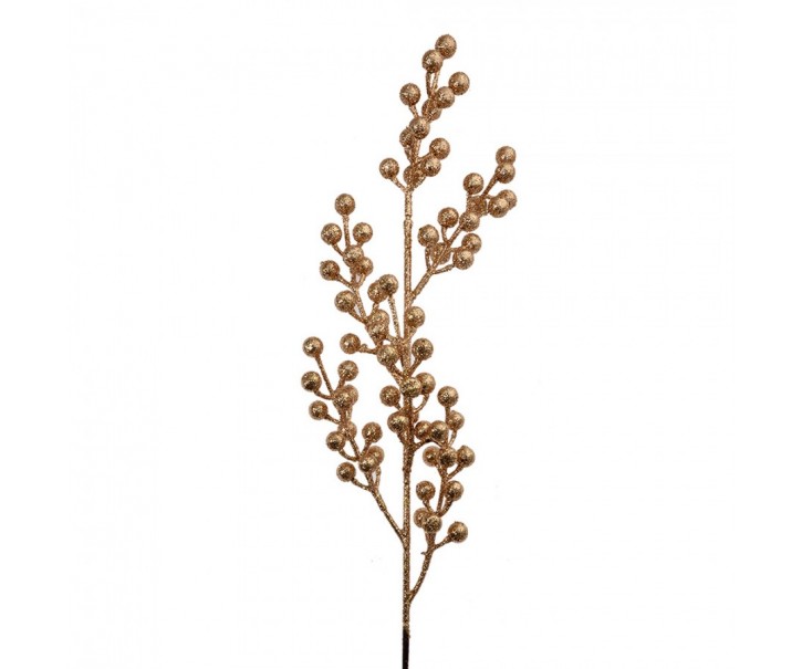 Vánoční měděná umělá třpytivá větvička s bobulemi - 8*5*65 cm Clayre & Eef