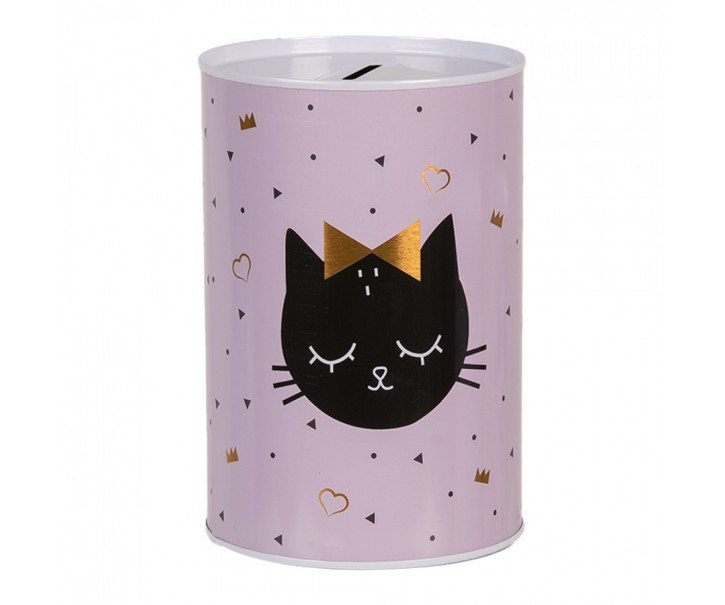 Money Box ? 10x15 Cm Pink Metal Cat - ? 10*15 cm Clayre & Eef