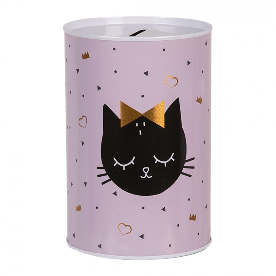 Money Box ? 10x15 Cm Pink Metal Cat - ? 10*15 cm