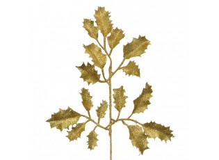 Vánoční zlatá umělá třpytivá větvička cesmína - 15*3*38 cm