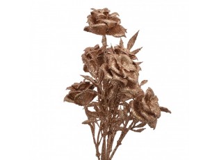 Vánoční měděná umělá třpytivá větvička růže - 11*8*33 cm