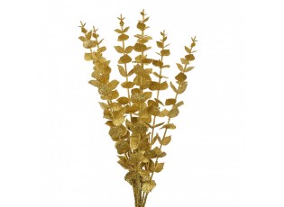 Vánoční zlatá umělá třpytivá větvička eucalyptus - 9*8*46 cm