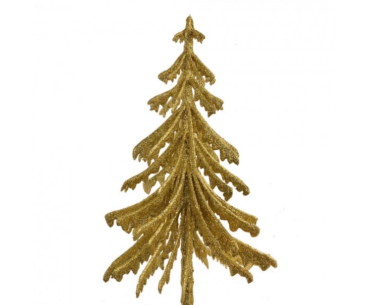 Vánoční zlatá umělá třpytivá dekorace zápich stromek - 17*8*37 cm Clayre & Eef