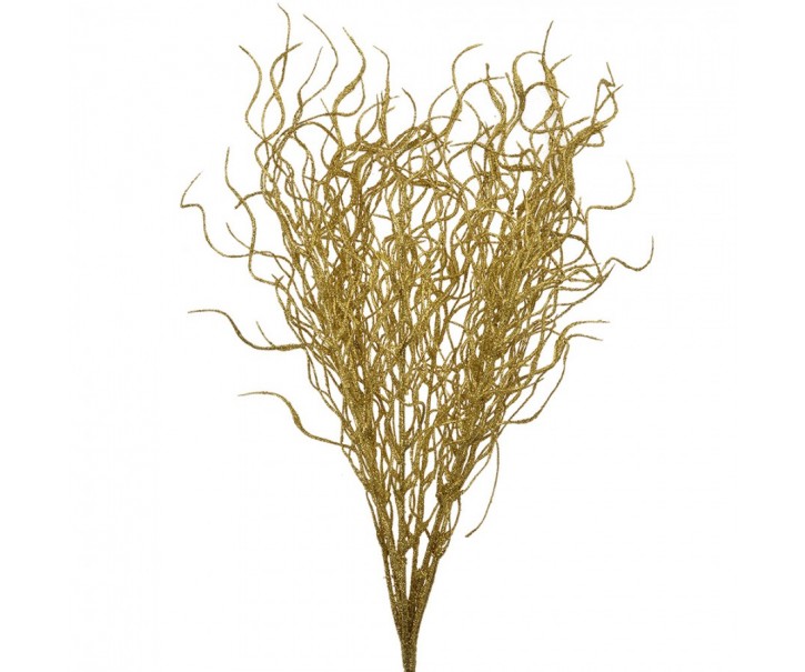 Vánoční zlatá umělá třpytivá větvička kroucená vrba - 9*6*48 cm Clayre & Eef