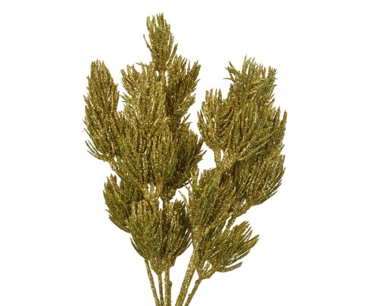 Vánoční zlatá umělá třpytivá větvička borovice - 10*8*30 cm Clayre & Eef