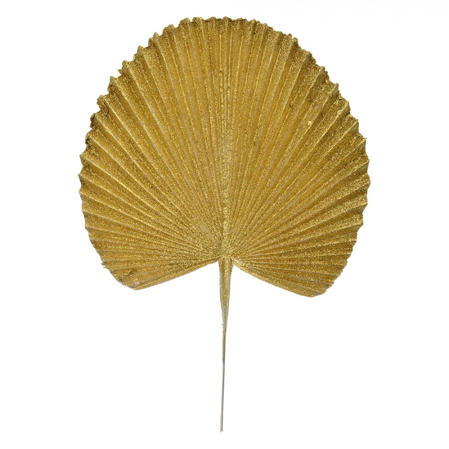 Zlatá vánoční umělá třpytivá dekorace list - 25*1*36 cm