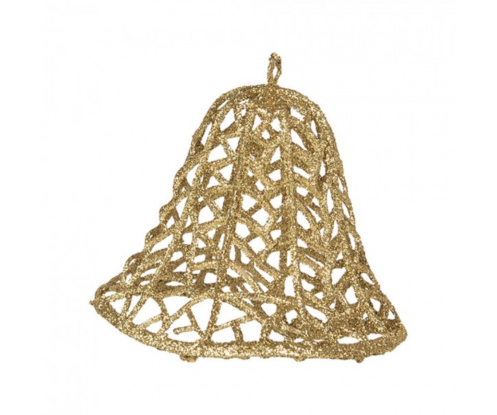 Vánoční zlatá umělá třpytivá dekorace zvonek - Ø 11*11 cm Clayre & Eef