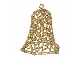 Vánoční zlatá umělá třpytivá dekorace zvonek - Ø 11*11 cm