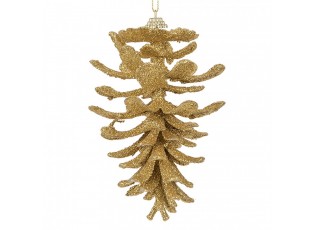 Vánoční zlatá umělá třpytivá dekorace šiška - Ø 9*15 cm