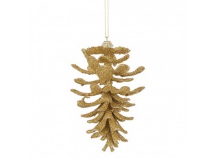 Vánoční zlatá umělá třpytivá dekorace šiška - Ø 9*15 cm