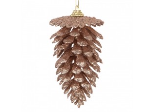 Vánoční měděná umělá třpytivá dekorace borová šiška - Ø 7*13 cm