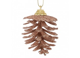 Vánoční měděná umělá třpytivá dekorace borová šiška - Ø 5*7 cm