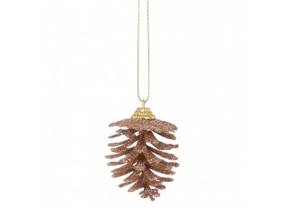 Vánoční měděná umělá třpytivá dekorace borová šiška - Ø 5*7 cm