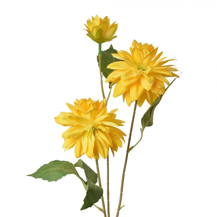 Žlutá umělá dekorace květina jiřina - 17*10*70 cm