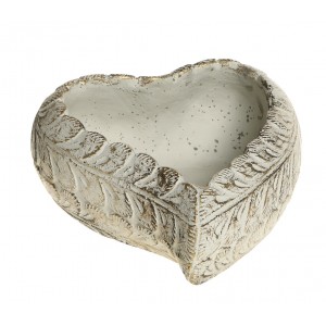 Bílo - zlatý antik cementový květináč ve tvaru srdce Vittel L - 20*17*8 cm
