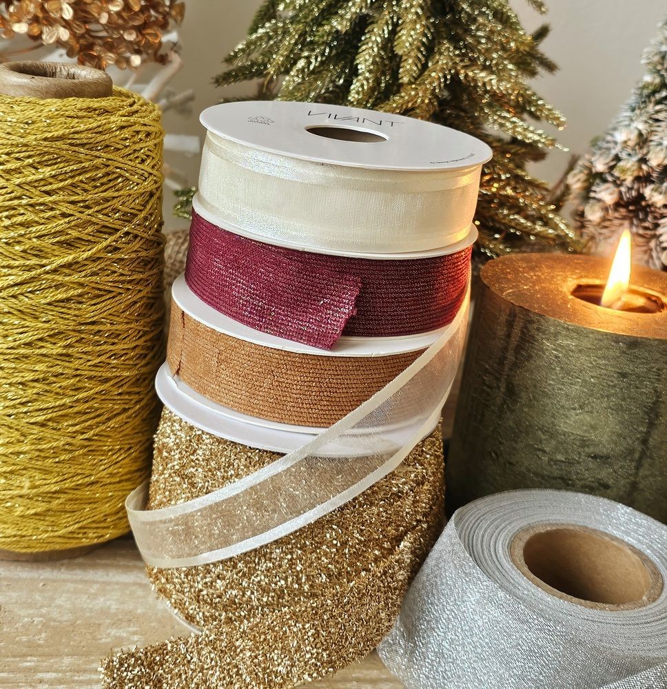 Zlatá látková stuha Vivant Crushta Ribbon - 20mm x 15m