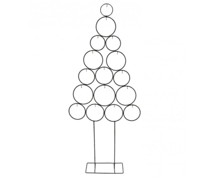 Černý kovový stojan ve tvaru stromku na vánoční ozdoby - 50*14*118 cm