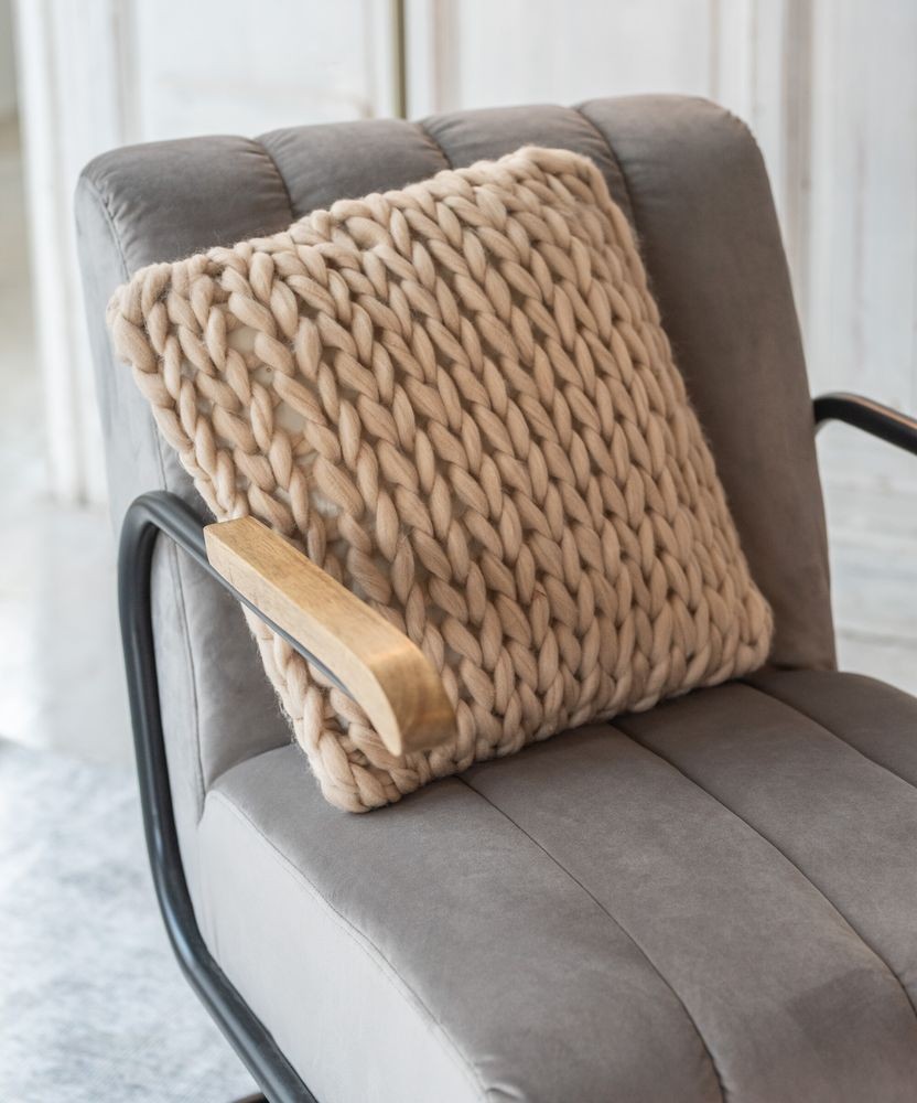Pletený přírodní polštář Tricot crema - 40*40 cm