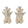 2ks béžová dekorace medvěd se stříbrnými křídly Bear Crown - 18*11*15 cm Barva: béžová antik, stříbrnáMateriál: polyresin