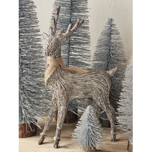 Hnědá dekorace figurka stojící jelen - 24*10*44 cm