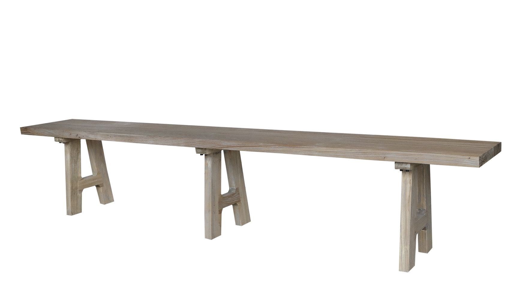 Přírodní lavice z recyklovaného dřeva Marseille - 240*32*45 cm
