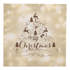 Béžové papírové ubrousky s jeleny Merry Christmas - 33*33 cm (20ks)