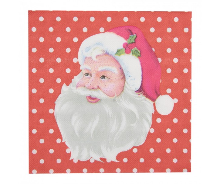 Červené puntíkaté ubrousky Santa Claus - 33*33 cm (20ks)