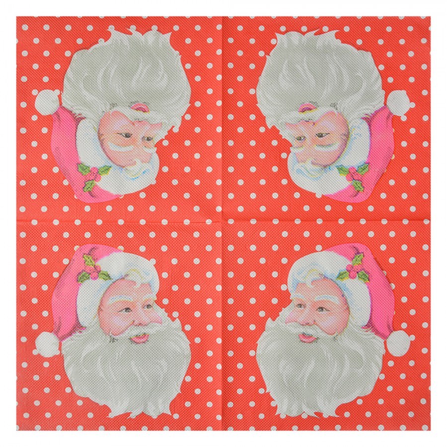 Červené puntíkaté ubrousky Santa Claus - 33*33 cm (20ks)