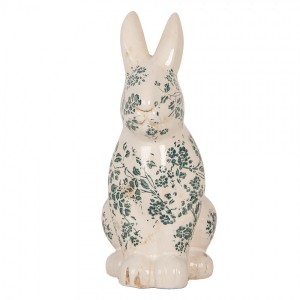 Keramická dekorace králík se zelenými květy Tien French L - 16*12*28 cm