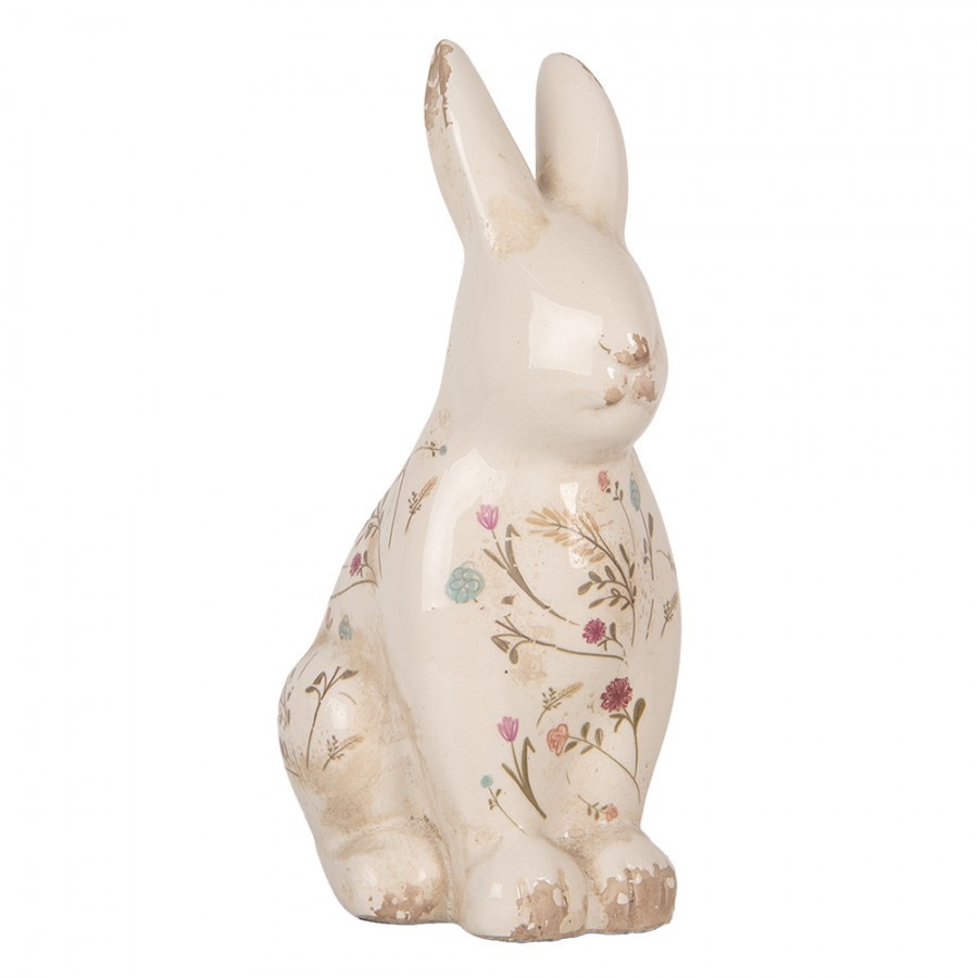 Keramická dekorace králík s kvítky Floral Cartoon L - 16*12*28 cm
