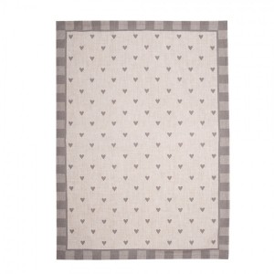 Béžovo-šedá bavlněná utěrka se srdíčky Love It - 50*70 cm
