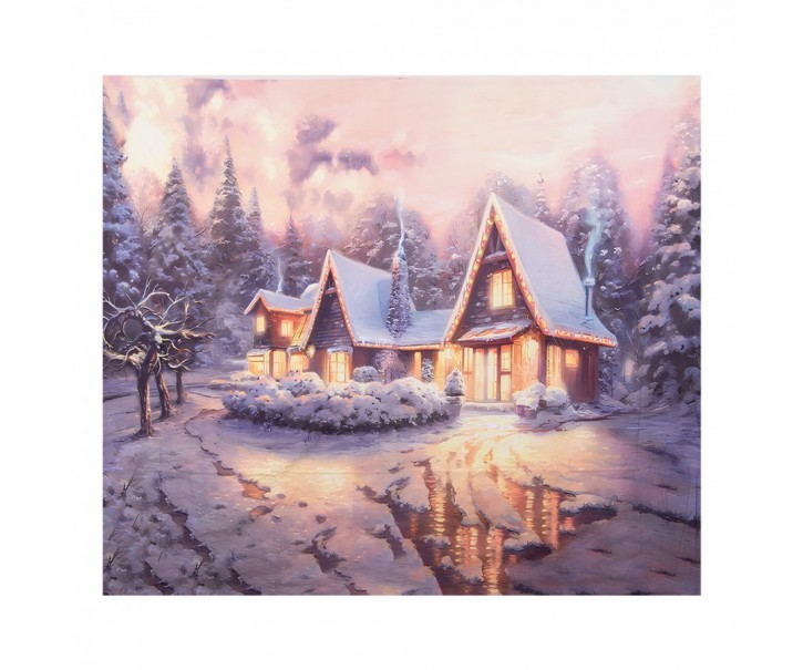 Vánoční látkové pozadí se zimní krajinou Christmas Wall Cloth - 180*1*210 cm Clayre & Eef