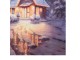 Vánoční látkové pozadí se zimní krajinou Christmas Wall Cloth - 180*1*210 cm Clayre & Eef