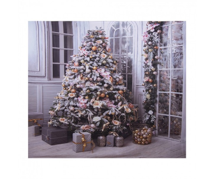 Vánoční látkové pozadí se stromkem a dárky Christmas Wall Cloth - 180*1*210 cm Clayre & Eef