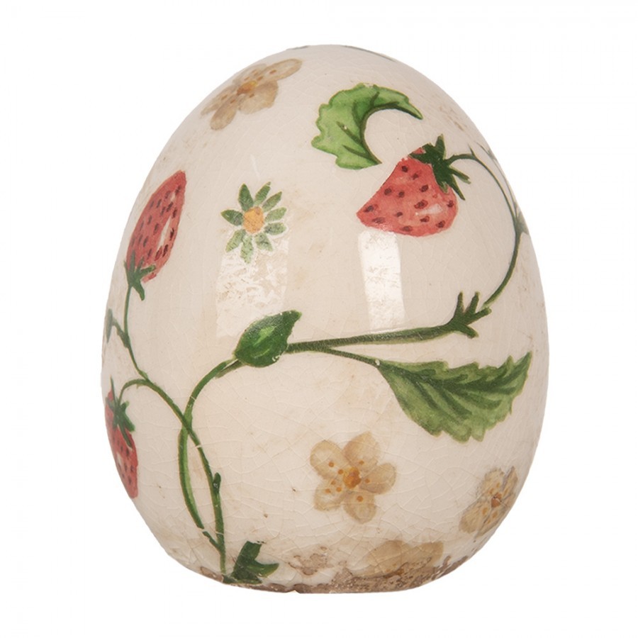 Keramické dekorační vajíčko s jahůdkami Wild Strawberries S - Ø 7*9 cm