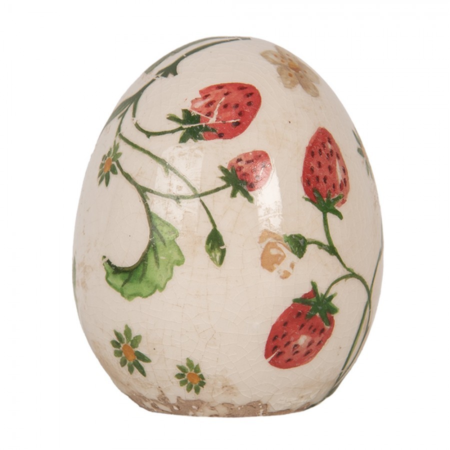 Keramické dekorační vajíčko s jahůdkami Wild Strawberries S - Ø 7*9 cm
