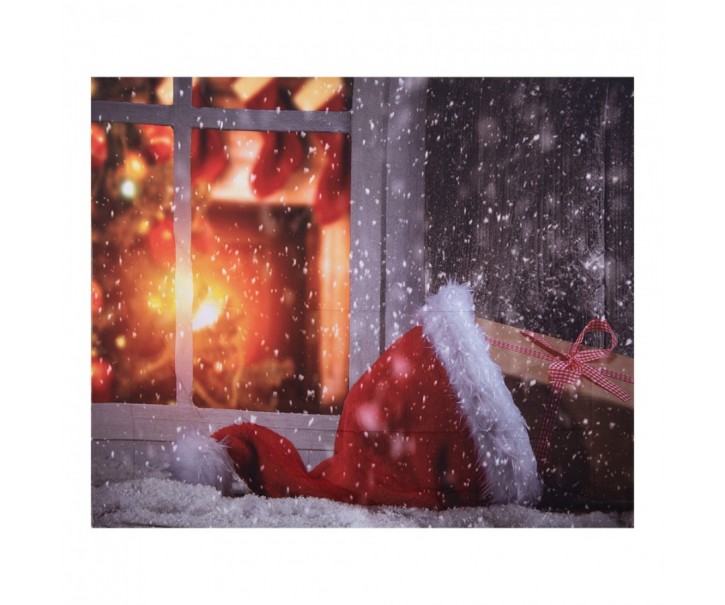 Vánoční látkové pozadí se santovo čepkou Christmas Wall Cloth - 180*1*210 cm Clayre & Eef