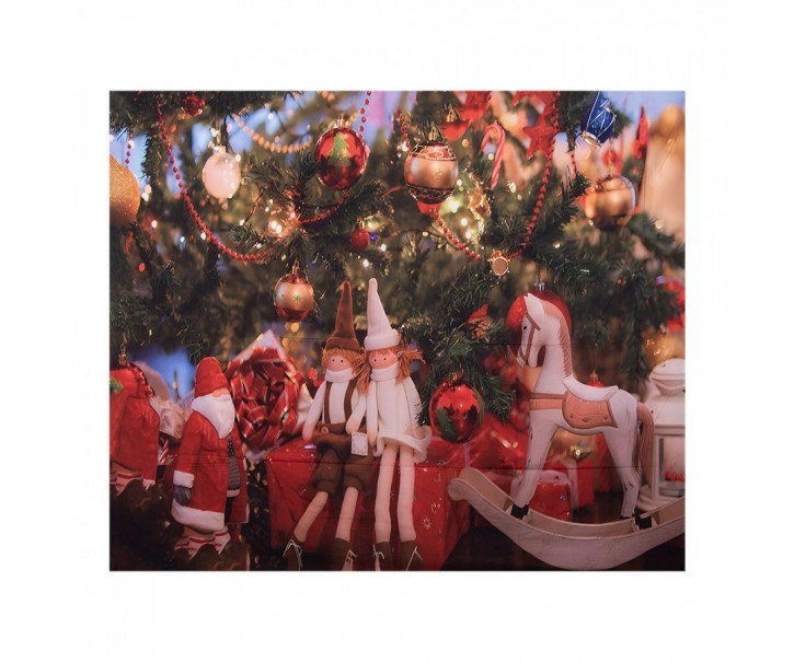 Vánoční látkové pozadí s houpacím koníkem Christmas Wall Cloth - 180*1*210 cm Clayre & Eef