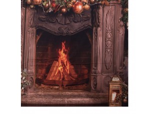 Vánoční látkové pozadí s hořícím krbem Christmas Wall Cloth - 180*1*210 cm