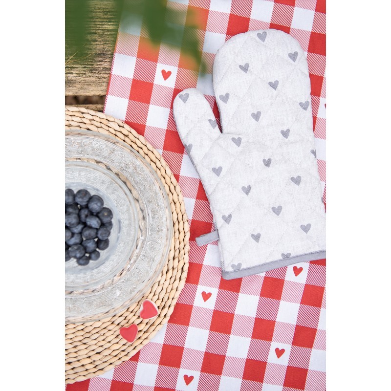 Béžovo-šedá bavlněná chňapka - rukavice se srdíčky Love It - 18*30 cm