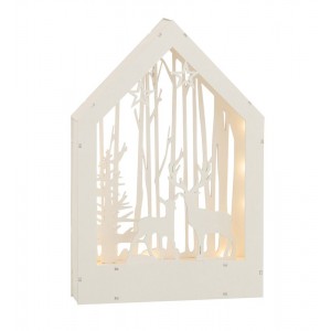 Dřevěná svítící dekorace jelen v lese - 24*5*34 cm