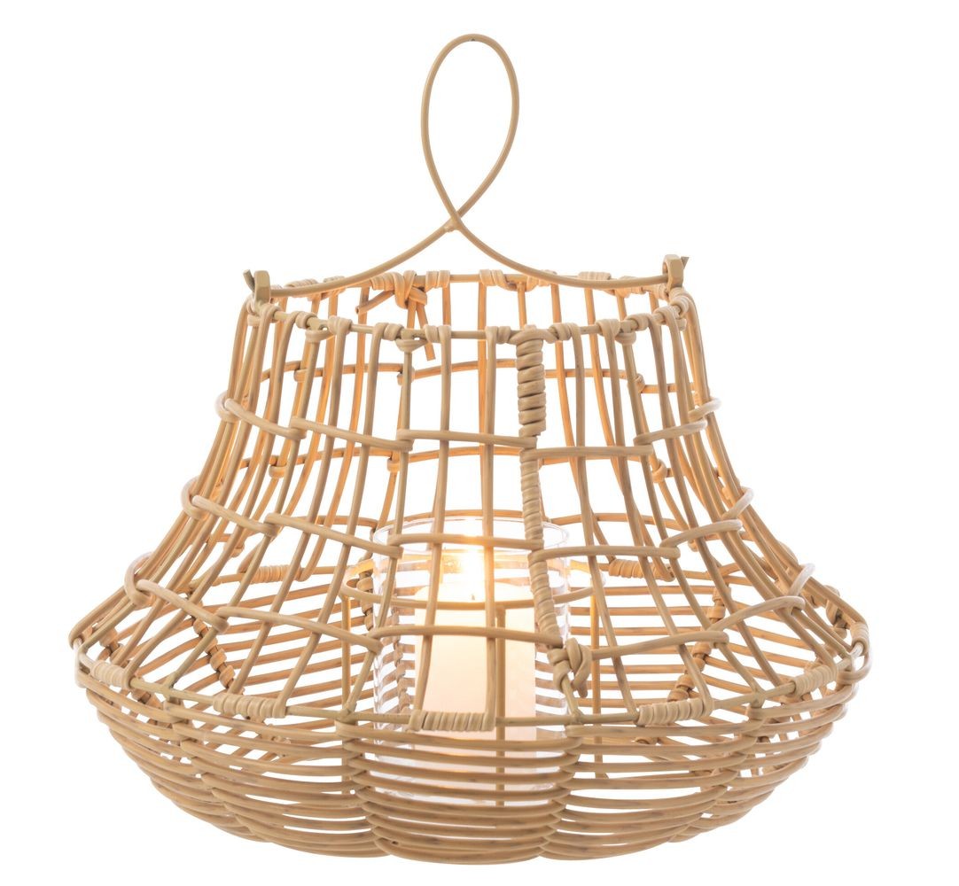Béžová ratanová závěsná lucerna Giro - 33*33*33 cm