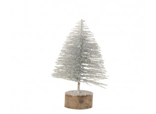 Malý stříbrný třpytivý stromeček Tree silver S - Ø 10*16 cm