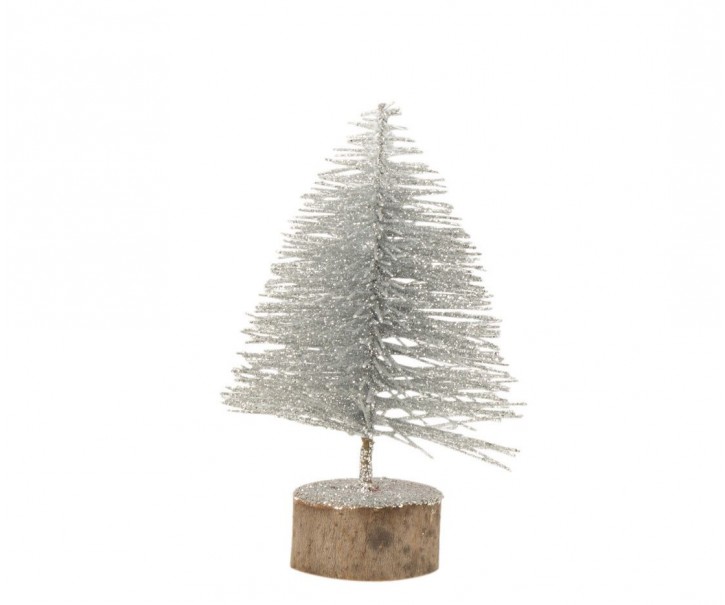 Malý stříbrný třpytivý stromeček Tree silver S - Ø 10*16 cm