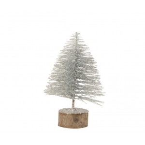 Malý stříbrný třpytivý stromeček Tree silver S - Ø 10*16 cm
