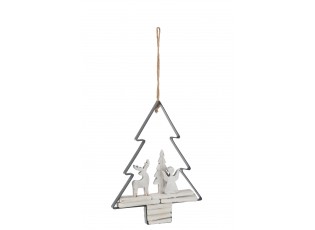 Závěsná dekorace anděl a jelen ve stromku Christmas Tree - 21*5*28 cm