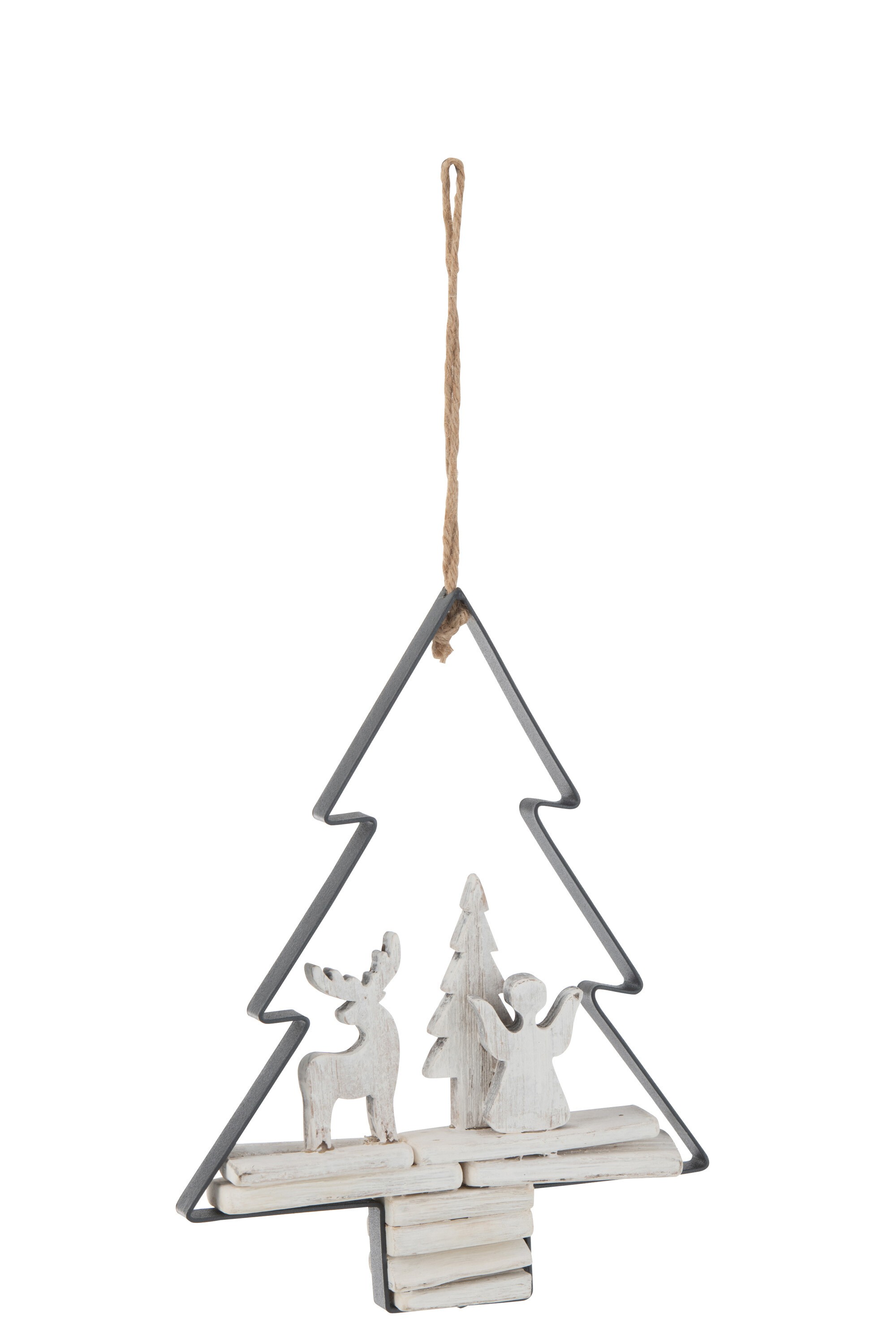 Závěsná dekorace anděl a jelen ve stromku Christmas Tree - 21*5*28 cm
