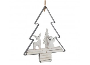 Závěsná dekorace anděl a jelen ve stromku Christmas Tree - 21*5*28 cm